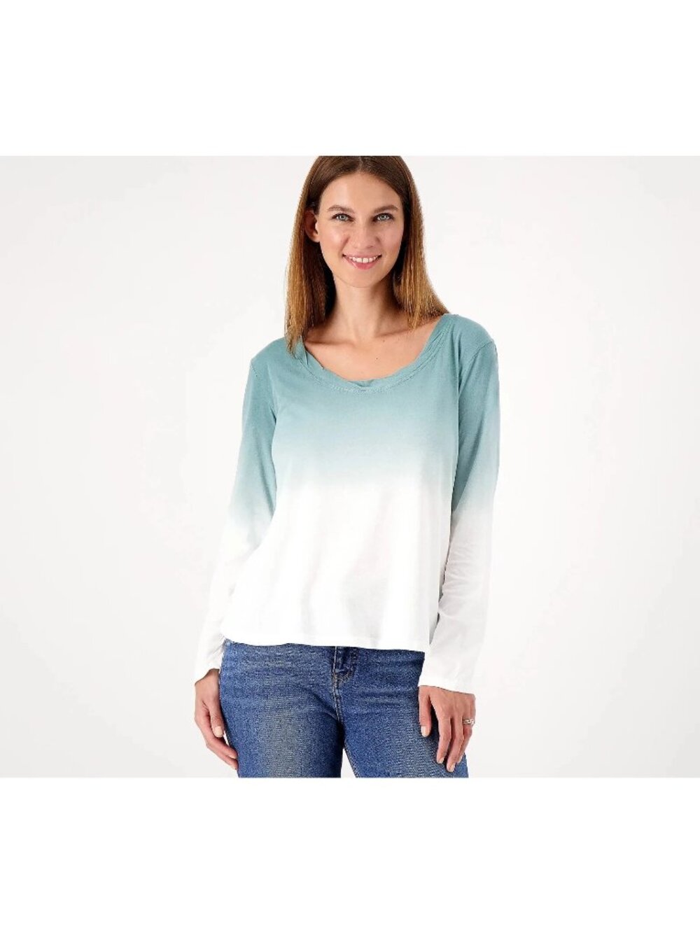 Candace Cameron Bure Top XXS The Ocean Dipped Long Sleeve Tee Trellis Casual NEW